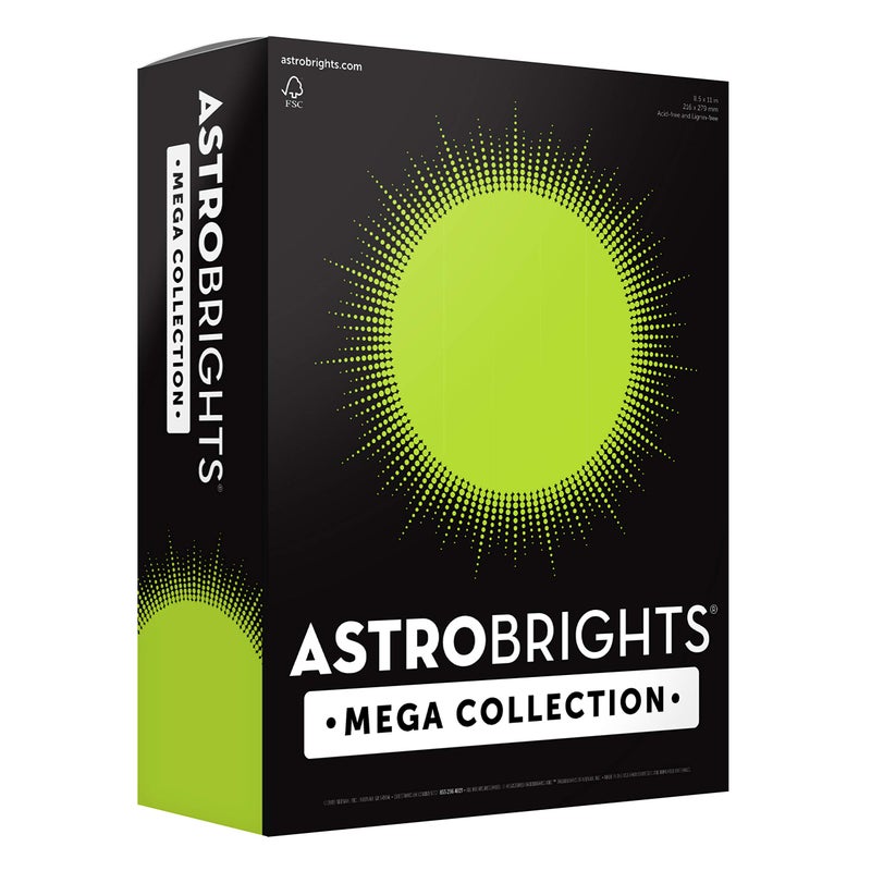 Astrobrights Mega Collection, Colored Paper, Neon Green, 625 Sheets, 24 lb/89 gsm, 8.5" x 11" - MORE SHEETS! (91672) - Image 1